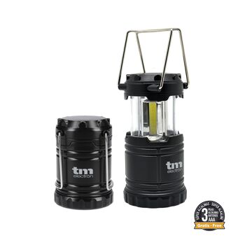 Lanternes de camping LED COB 9W avec double poignée de transport, en ABS, pliables, en 3 couleurs (Display 9 unités)- TM Electron 2