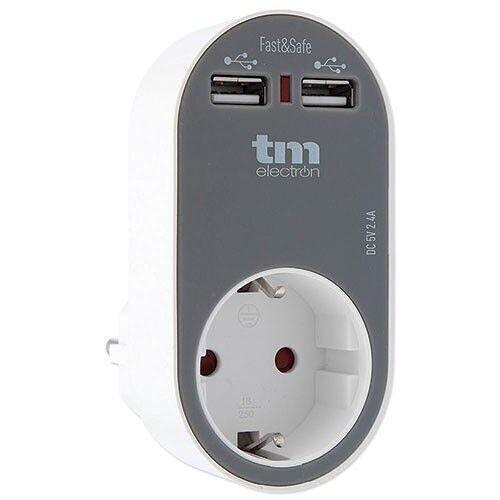 Cargador doble USB (Gris) - TM Electron