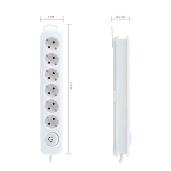 Multiprise 6 prises avec interrupteur blanc - TM Electron 3