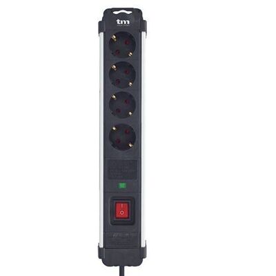 TM Electron TMUAD404 4-way multiple outlet with switch, surge protector and aluminum finish