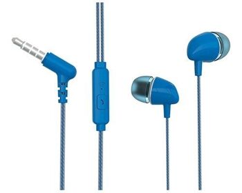 Ecouteur stéréo en silicone avec microphone (Bleu) - TM Electron 2