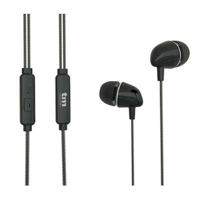 Ecouteur stéréo en silicone avec microphone (Noir) - TM Electron