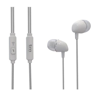 Stereo silicone earphone with microphone (White) - TM Electron