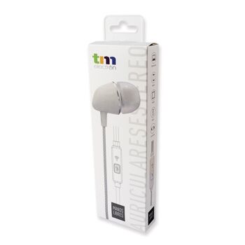 Ecouteur stéréo en silicone avec microphone (Blanc) - TM Electron 3