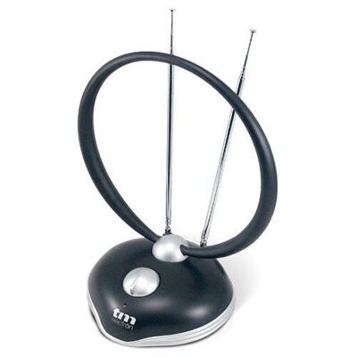 TM Electron TMANT013 indoor antenna for television, compact, amplified with 38dB for reception of DTT (DVB-T), UHF, VHF and FM.