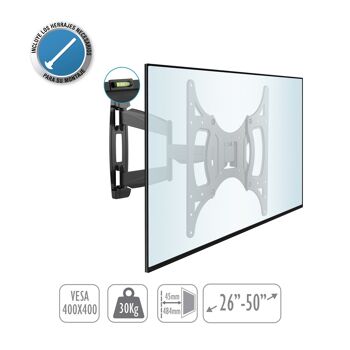 TM Electron TMSLC141 Support mural pivotant universel inclinable avec bras pour moniteurs ou téléviseurs LED, OLED, LCD, Plasma de 37" à 55", max. 30Kg, VESA 400X400 2