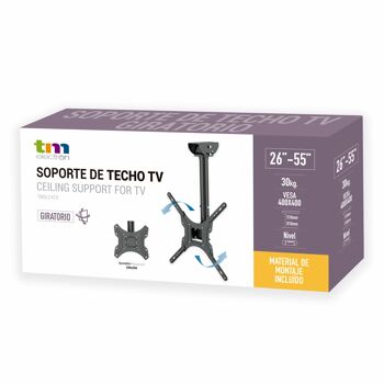 TM Electron TMSLC410 Support plafond extensible et rotatif universel pour moniteurs ou téléviseurs LED, OLED, LCD, Plasma de 26" à 55", max. 30Kg, VESA 400x400 3