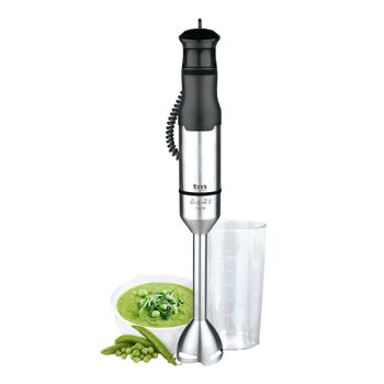 Mixeur plongeant TM Electron TMPBA016 d'une puissance de 1200W, cloche et tige en acier inoxydable, verre gradué de 600ml, poignée ergonomique et antidérapante 1