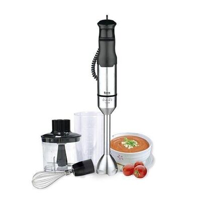 TM Electron TMPBA017 hand blender with 1200W power, stainless steel bell and shaft, 600ml graduated glass, ergonomic and non-slip handle