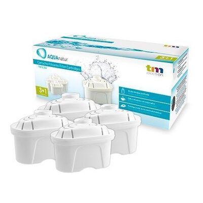 TM Electron TMFIL004 Pack of 4 to 8 months of water filters compatible with Brita Maxtra pitchers, 1 water filter cartridge purifies 100 to 200 liters of water