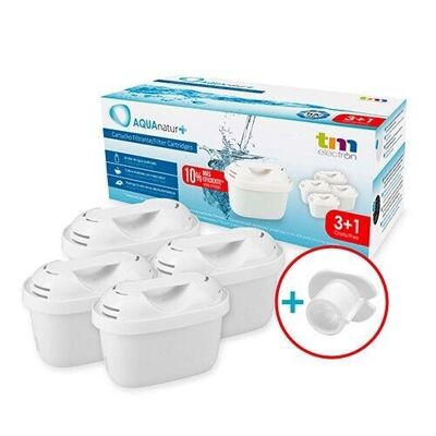 TMFIL004+ Pack of 4 to 8 months of water filters compatible with Brita* Maxtra* and Maxtra+* jugs, 1 water filter purifies 100 to 200 liters of water.