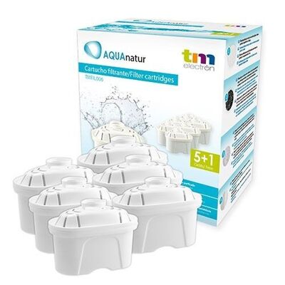 TM Electron TMFIL006 Pack of 6 to 12 months of water filters compatible with Brita Maxtra pitchers, 1 water filter cartridge purifies 100 to 200 liters of water