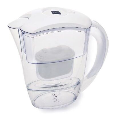 Carafe filtrante à eau TM Electron TMJAR025WH compatible avec les cartouches, conception spéciale pour réfrigérateur d'une capacité de 2,5 L et indicateur de date pour le changement de filtre