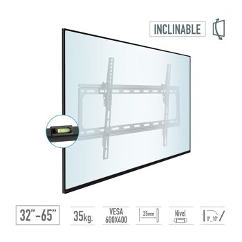 Support inclinable universel TM Electron TMSLC127M pour moniteurs ou téléviseurs LED, OLED, LCD, Plasma de 32" à 65", pas de 25 mm, max. 35Kg, VESA 600x400, niveau à bulle 3