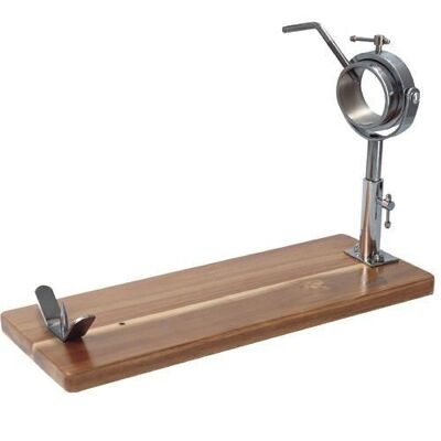 TM Electron HOCU102 Acacia wood ham holder with adaptable metal telescopic head, rotating system and adjustable base for leg or shoulder