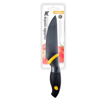 TM Electron HOKN013Y Cuchillo de cocina de 12cm de hoja fabricado en acero inoxidable con filo de larga duración y mango ergonómico en goma antideslizante para todo tipo de corte