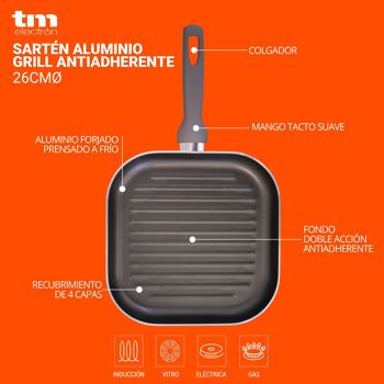 Poêle grill aluminium antiadhésive - TM Electron 3