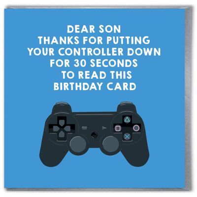 Funny Son Birthday Card - Son Gaming Blue