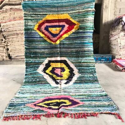 Boucherouite Rugs MOROCCAN CARPET HANDMADE 250 - 150 cm 005