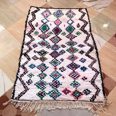 Boucherouite Rug MOROCCAN CARPET HANDMADE 150 - 100 cm 022