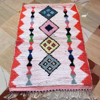 Boucherouite Rug MOROCCAN CARPET HANDMADE 150 - 100 cm 030