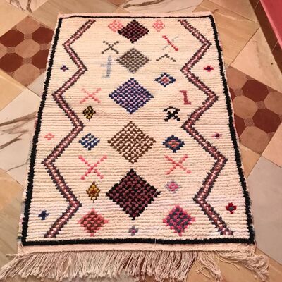 Boucherouite Rug MOROCCAN CARPET HANDMADE 150 - 100 cm 040