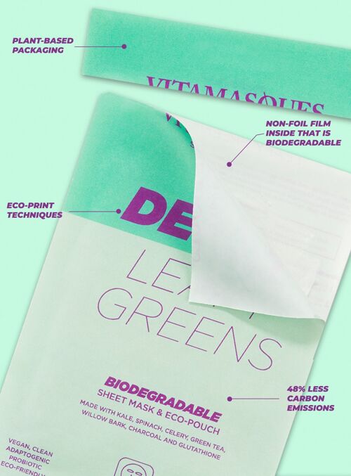 Detox leafy greens biodegradable mask