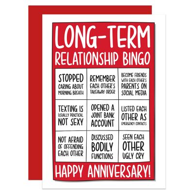Long-Term Relationship Bingo Anniversary A6 Card