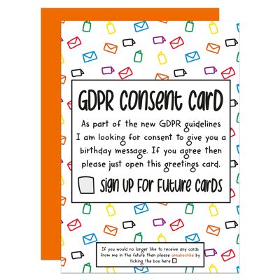 GDPR Consent Form Birthday A6 Card
