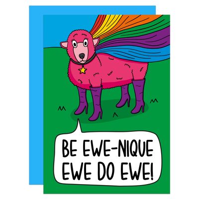 Positivity Pink Sheep Pun A6 Card