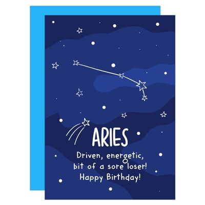 Aries Rude Star Sign Zodiac Birthday A6 Card