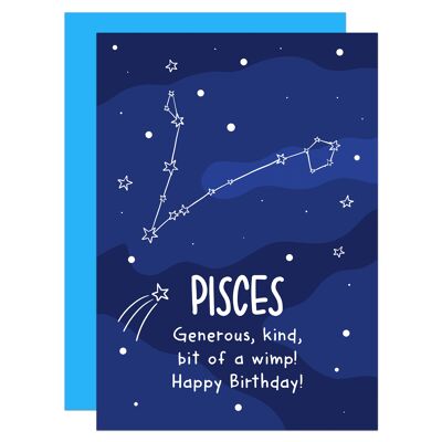 Pisces Rude Star Sign Zodiac Birthday A6 Card