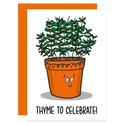 Thyme To Celebrate Time Pun Congratulations A6 Card