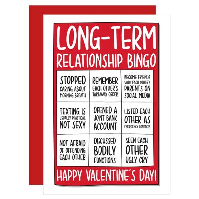 Long-Term Relationship Bingo Valentines Day A6 Card