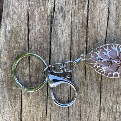 Porte-clefs ou bijou de sac Arbre de vie en Quartz Rose