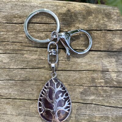 Key ring or bag charm Tree of life in Amethyst