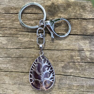 Key ring or bag charm Tree of life in Amethyst