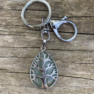Key ring or bag charm Tree of life in Aventurine