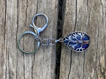 Porte-clefs ou bijou de sac Arbre de vie en Lapis Lazuli 2