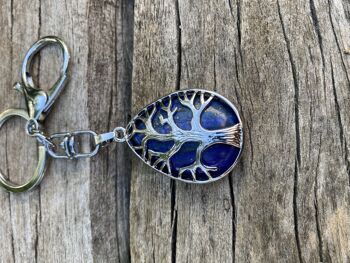 Porte-clefs ou bijou de sac Arbre de vie en Lapis Lazuli 4
