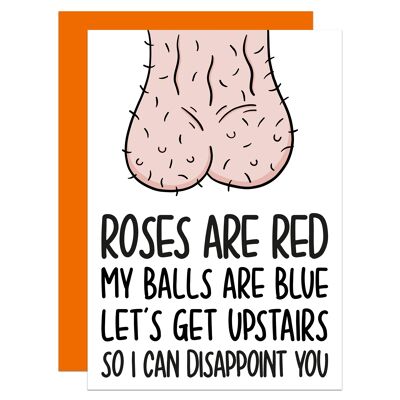 Blue Balls Rude Poem Valentines Day A6 Card