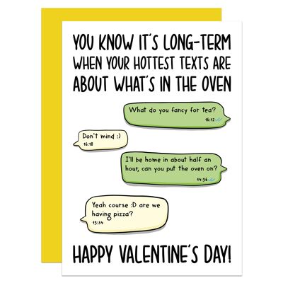 Long-Term Relationship Valentines Card | Hottest Texts Food A6 Card
