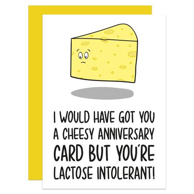 Cheesy Anniversary Lactose Intolerant A6 Card
