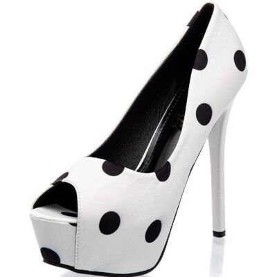 Zapatos Peep Toe - blanco/negro (SKU: 51009-005)
