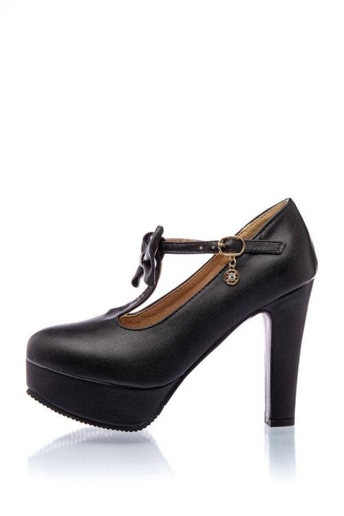 Retro Strappy Pumps - schwarz (SKU: 51003-002)