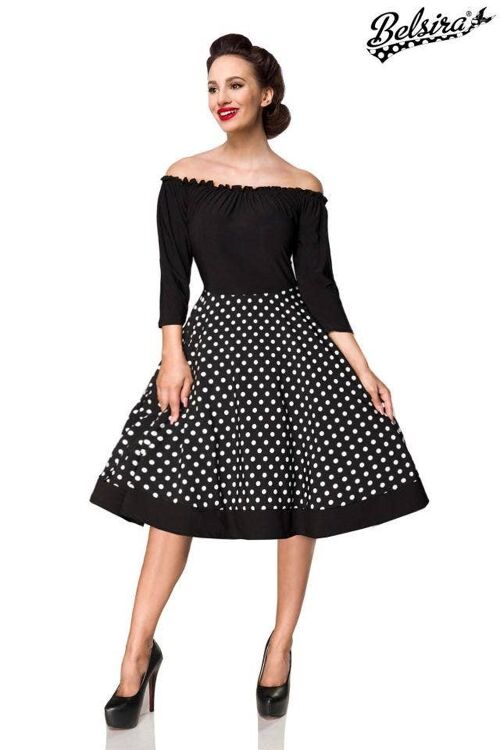 schulterfreies Swing-Kleid - schwarz (SKU: 50320-002)