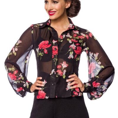 Vintage-Bluse - schwarz/rot (SKU: 50207-021)