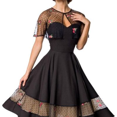 Vintage-Kleid mit Cape - schwarz (SKU: 50203-002)