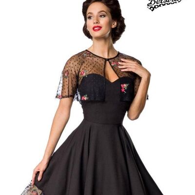 Vintage-Kleid mit Cape - schwarz (SKU: 50203-002)
