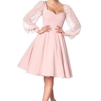 Long Sleeve Retro Dress - Pink (SKU: 50202-007)